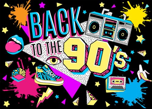 8x6Ft 90s Backdrop 90s Party Decorations 80s 90s Theme Birthday Party Supplies Hip Hop Back to The 90's Banner Background Retro Radio Graffiti Wall Decor Photo Booth Props