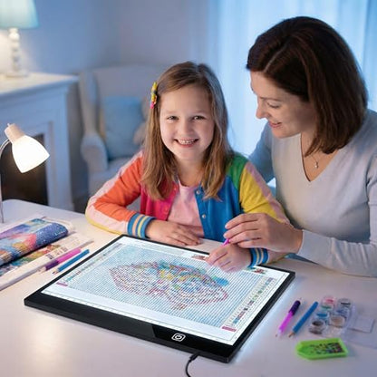 A4 Ultra-Thin LED Light Pad with Scale - 5000 Lux Stepless Dimmer Light Box for Diamond Painting, Tracing & Sketching - USB Powered Portable Light Table for Artists, Tattoos & Animation - Black - size: A4