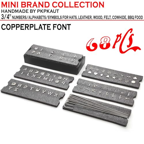 68Pcs 3/4" Custom Branding Iron for Wood, Leather Branding Stamp | Mini Wood Branding Iron on Letters Personalized, Number/Alphabet/Leather Burning Stamps Woodworking Kit for Hats, Steak, Food - size: 68PCS 3/4" Number/Alphabet/Symbol&Punctuation Set