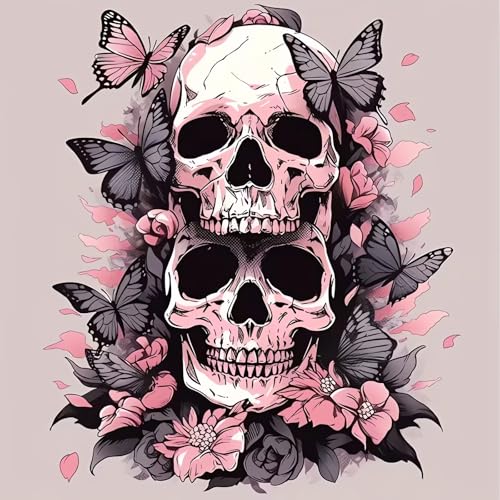 Skull DIY Diamond Art Kits for Adults, Flowers 5D Diamond Painting Kits | Gem Painting, Dimond Art Paintings Kit, Full Drill Diamond Dot for Home Wall Decor 14 X 14 Inch - color: CM072
