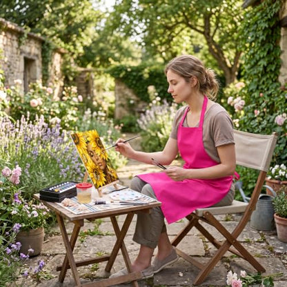 Cholemy 8 Set Paint and Sip Kit for Adults 8'' x 10'' Pre Drawn Canvas with Wooden Easels Acrylic Paint Brushes Wash Cup Palette Apron for Painting DIY Date Night Party Supplies(Sunflower Woman) - style: Sunflower Woman