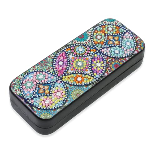 FlyingMage 5D Diamond Art Painting Kit for Adults Beginner, Small DIY Diamond Dots Gem Art Painting Mosaic Kits, Cute Hard Shell Sunglasses Eyeglasses Glasses Case for Women Teen, Mandala Totem - color: Multicolor Totem