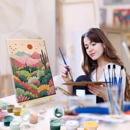 JOOZ 4 Pack Paint by Numbers Kit for Adults with Frame Landscape 8x12 Inch - color: Mountain Landscape 31