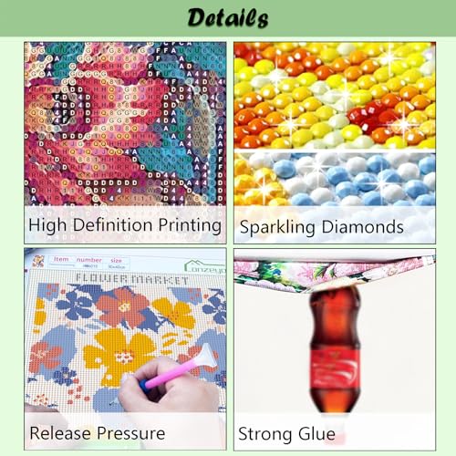 Lanzeyo Diamond Painting Kits for Adults, Adult Hand Crafts Diamond Art Kits, Succulent Diamond Dots Kits, Gem Art for Living Room Wall Art (Succulent) - color: 04 Succulent