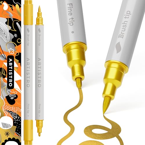 ARTISTRO Gold Dual-Tip Acrylic Paint Pens - Set of 2 - color: Gold
