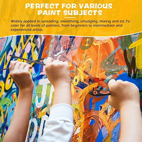 CHENGU 5 Piece Paint Knives Palette Knife Set with Fan Brush for Oil Canvas