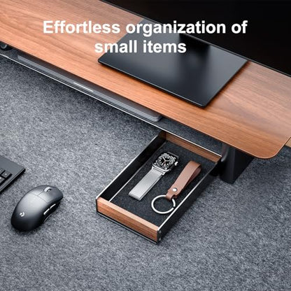 UPERGO Walnut & Aluminum Desk Drawer Organizer, Valet Tray Catchall for Men - style: desk drawer