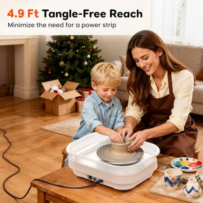 Alldeer Pottery Wheel for Adults, Beginners, Kids, Complete Kit | 7" Turntable, Adjustable Speed, Electric Clay Wheel with Pottery Tools Set, Pottery Making Kit with Removable Splash Tray