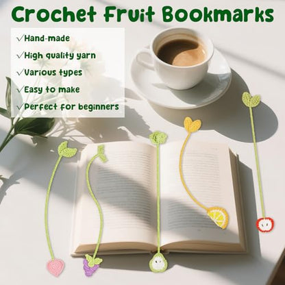 WaldyWop Crochet Kit for Beginners, 5 PCS Fruit Bookmarks Crochet Kits - color: Fruit Bookmarks