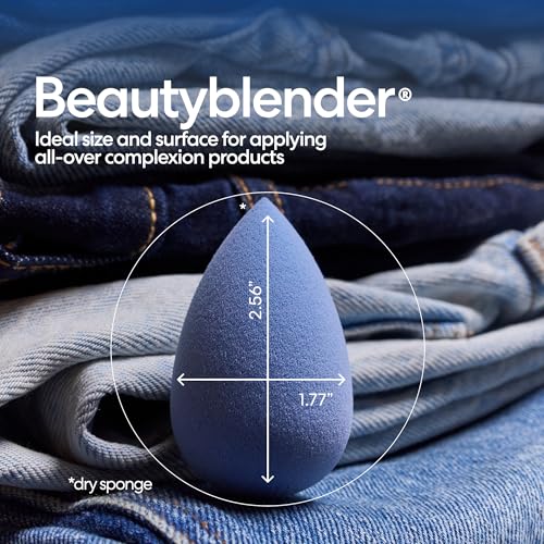 Beautyblender Denim Makeup Sponge, Streak-Free Finish, Vegan | Super-soft blending foam for foundations, powders & creams, reusable & washable, vegan & cruelty-free, made in USA - color: Denim (Limited-Edition)