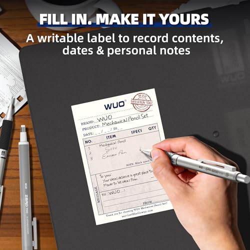 WUO 36PCS Art Mechanical Pencil Set with Storage Case, Metal Drawing Pencil - color: Black+Silver1 - 3 Sizes + 2.0mm