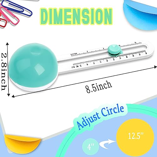 Circle Cutter, Craft Circle Cutters for Crafts, Cut Diameter 4'' to 12.5'' | Paper Circle Cutter with 3 Blades, Circular Paper Cutters, Adjustable Circles Cutter Tool for Papers, Compass Cutting Tool - color: Green