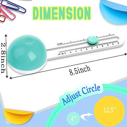 Circle Cutter, Craft Circle Cutters for Crafts, Cut Diameter 4'' to 12.5'' | Paper Circle Cutter with 3 Blades, Circular Paper Cutters, Adjustable Circles Cutter Tool for Papers, Compass Cutting Tool - color: Green