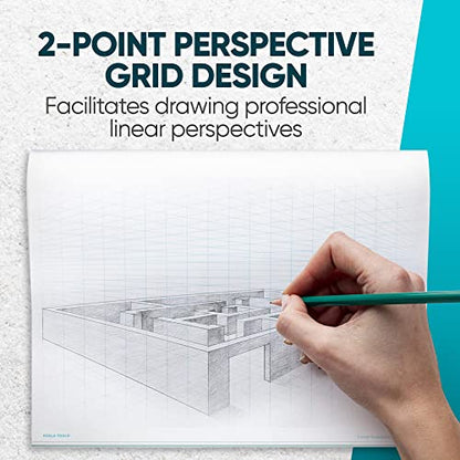 Koala Tools | Drawing Perspective (1 and 2-Point) Large Sketch Pad (2 Point - 11 x 17) - size: 2 Point - 11 x 17