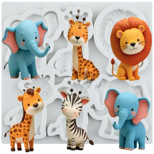 Animal Polymer Clay Mold Lion Elephant Giraffe Silicone Molds - color: Style R