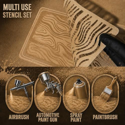 LiME LiNE Reusable Airbrush Stencil Sets for Airbrushing, Custom Paint & Crafting (Sandstone Stencil Set) - style: Sandstone Stencil Set