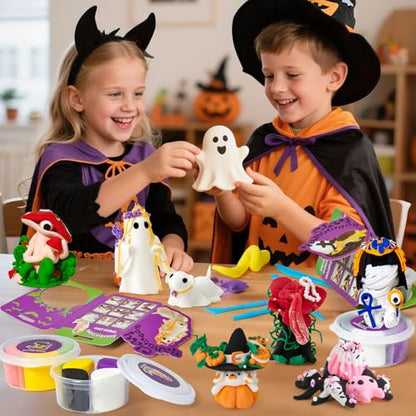 Winrayk Halloween Air Dry Clay for Kids Modeling Clay DIY Crafts Kit, 12 Boxes Magic Molding with Sculpting Tools and Tutorials, Pumpkin Party Favors Halloween Gifts Toys Arts and Crafts for Kids Teen