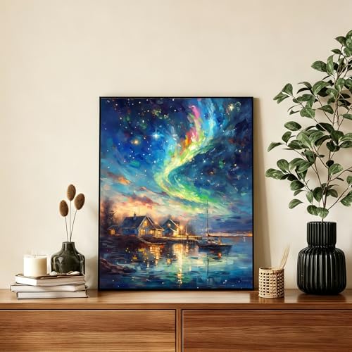 AUKELHJ Paint by Numbers Kit for Adults Beginner, Aurora, 16X20 Inch - color: 09-Landscape