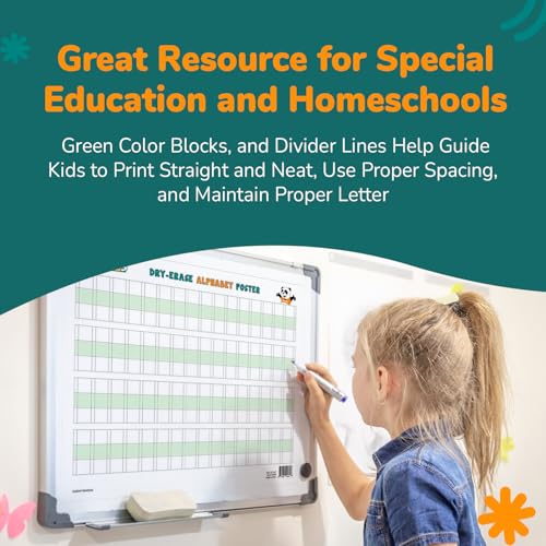 Channie’s Visual Two Sided Large Dry Erase Alphabet & Numbers Poster Board - Size 22” x 17”, Ages 3 and Up, PreK – 2nd Grade - Homeschool Learning Supplies for Summer School Teaching - style: Visual Two Sided Large Dry Erase Alphabet & Numbers Poster Boar