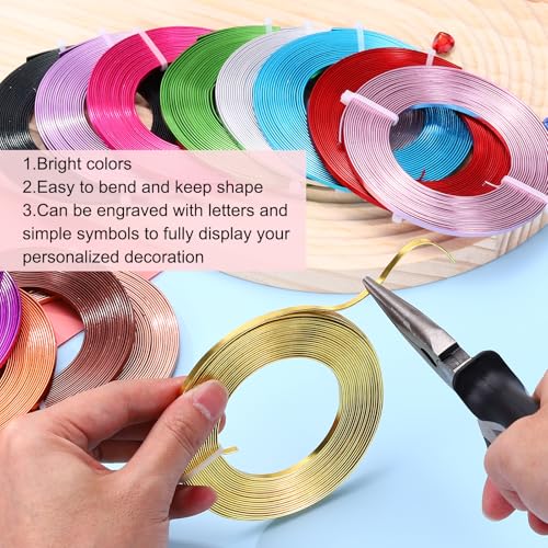 MECCANIXITY Aluminum Flat Wire, 3mm 18 Gauge Bendable Nose Wire Soft Craft Jewelry Wire for Jewelry Making Handmade Crafts DIY Bezel Sculpting, Deep Blue - color: Deep Blue