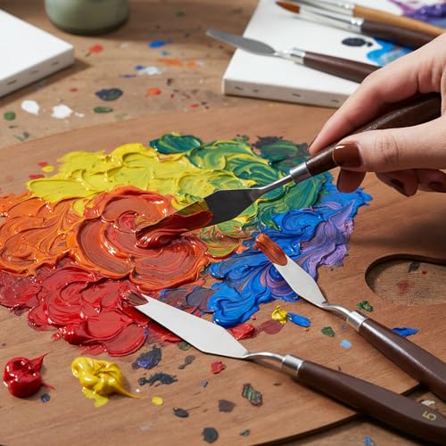 7Pcs Spatula Palette Knife Painting Knife Set Stainless Steel Drawing Scraper Painting Knives Pallet Knives Painting Accessories for oil, Canvas, Acrylic Painting