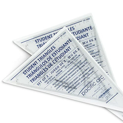 Pacific Arc - Triangle Set 10 Inch 30/60 & 45/90 - Student, Professional or DIY use. - 2 Pack - size: 10 Inches, style: 2 Pack
