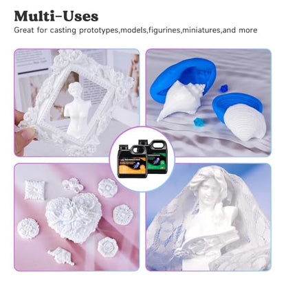 LET'S RESIN Polyurethane Resin, 60oz Fast Cured Resin Within 10 Minutes | 2 Part Casting Resin,Low Viscosity & Low Odor Pourable Liquid Plastic for Casting Models, Prototypes & Resin Craft