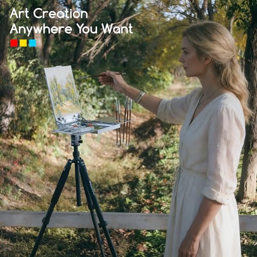 MEEDEN Plein Air Easel for Painting: Adjustable Aluminum Alloy Sketchbox Easel, Collapsible Portable Tripod for Artists, Travel Art Easel Desktop Table Easel Stand