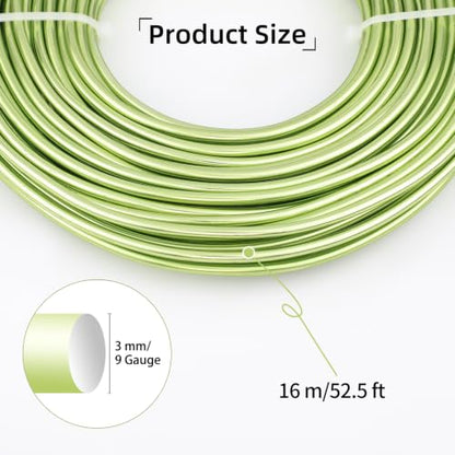 9 Gauge Aluminum Craft Wire, 52.5FT Bendable Armature Wire for Sculpting, Jewelry Making, DIY Crafting, Doll Making, Modelling, Bonsai Training(Neon Green) - color: Neon Green