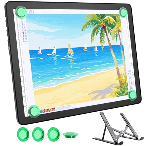 Bawaslom Rechargeable A4 LED Diamond Painting Light Board for Tracing,Black | Light Pad with Adjustable Stand and Strong Magnets,Ultra-Thin & Bright Tracing Box for Diamond Art,Sketching,Vinyl Weeding - color: Black, size: A4