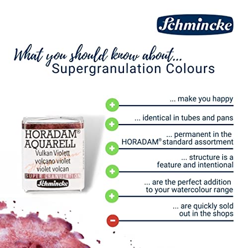 Schmincke - HORADAM® AQUARELL, Super Granulation, 14 983 044 Tundra Violet, 1/2 Pans, Very Strong granulating Colors, Finest, Super granulating Watercolors - color: 983 tundra violet