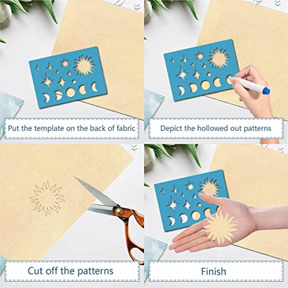 GORGECRAFT Moon Phase Star Jewelry Shape Template Sun Reusable Leather Earrings Making Planet Acrylic Cutouts Cutting Stencil for Drawing Jewelry DIY Crafts Scrapbook 5.1x3.5 Inch - style: Sun Stencils