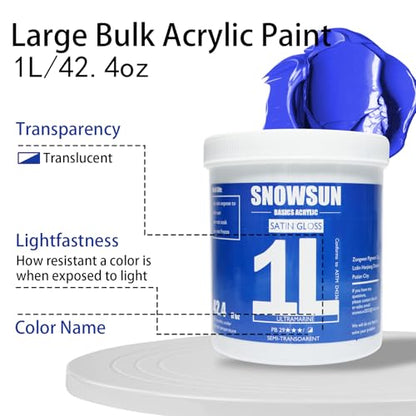 SNOWSUN Heavy Body Acrylic Paint, 1L (40oz) Bulk Ultramarine Blue - Artist Grade Thick Paint for Canvas, Wood, Ceramic & Crafts - color: Ultramarine