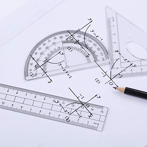 Vobou 10 pcs Math Geometry Set Student Supplies,Compass Kit Set (Pink） | Shatterproof Storage Box,Rulers,Protractor,Compass,Eraser,Pencil Sharpener,Lead Refills,Pencil,for School and Drawing - color: Red