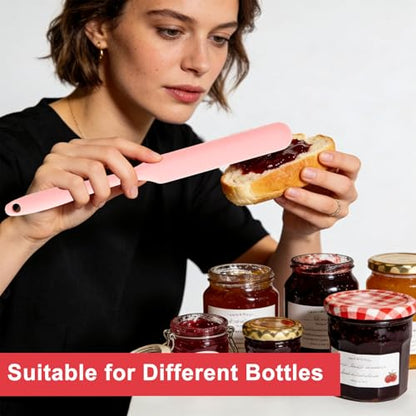 Silicone Jar Spatula 4 pcs Jar Scraper Long Handle Thin Spatula Heat Resistant Sourdough Stirring Stick Cake Cream Spatulas Set Non-Stick Jam Spreader for Kitchen Cake Cream Butter Jam Baking Mixing - color: Style4: 4 PCS