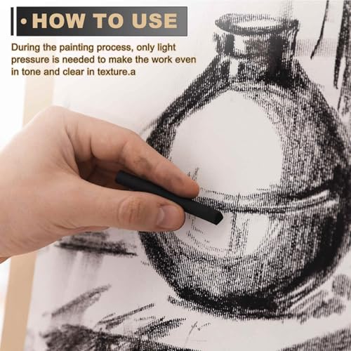 MECCANIXITY 50Pcs Willow Charcoal Sticks, 2-4mm Willow Charcoal Pencils Soft Sketch Vine Art Supplies Set for Drawing Sketching Shading Painting Artists Beginners