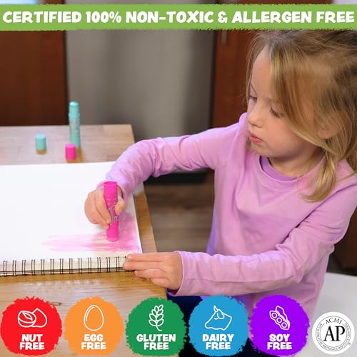 Kwik Stix Cuties Washable Paint Sticks for Kids & Toddlers, 12 Non-Toxic Colors, Quick-Drying, Allergen-Free, Solid Tempera with Cute Caps - color: Multicolor