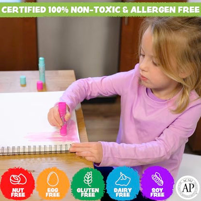 Kwik Stix Cuties Washable Paint Sticks for Kids & Toddlers, 12 Non-Toxic Colors, Quick-Drying, Allergen-Free, Solid Tempera with Cute Caps - color: Multicolor