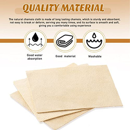 Potchen 20 Pieces Pre Cut Chamois Pottery Clay Ceramic Tool | Shammy Leather for Trimming Pot Rims, Polishing Ceramic Surfaces, Pottery Wheel Work, Soft Absorbent Tool - size: 3 x 3.7 Inch