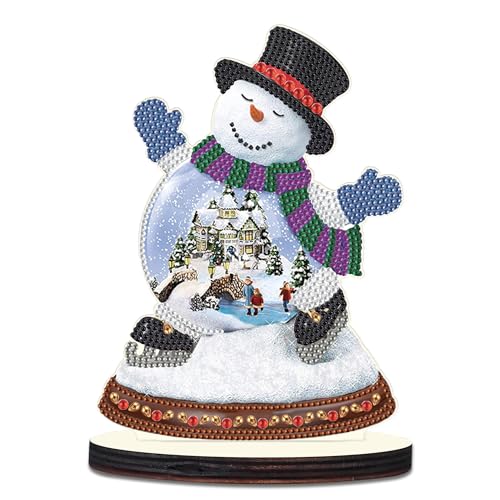MVVMTOP Christmas Diamond Art Tabletop Decoration, DIY Snowman, Diamond Art 5D Special Shape Crystal Diamond Partial Diamond Art Painting Mosaic Handicraft, Home Office Tabletop Decor Gift - color: Christmas