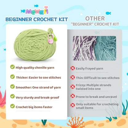 Mewaii Turtle Crossbody Bag Crochet Kit for Beginners, 40% Extra Yarn - color: Dark Green