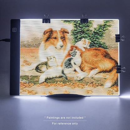 Diamond Painting Tools A4 Light Pad Board Box for Drawing Tracing Sketching | LED Light board with Stand, Handbag, LED Light Box, USB Powered Ultra-Thin Adjustable Brightness, 5D Diamond Art Painting