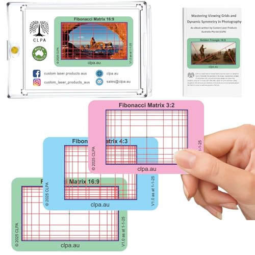 Fibonacci Matrix Directors Viewfinder Card | Australian Designed and Made; Artist Viewfinder for Drawing and Photography; 3:2, 4:3 and 16:9 - size: Fibonacci Matrix