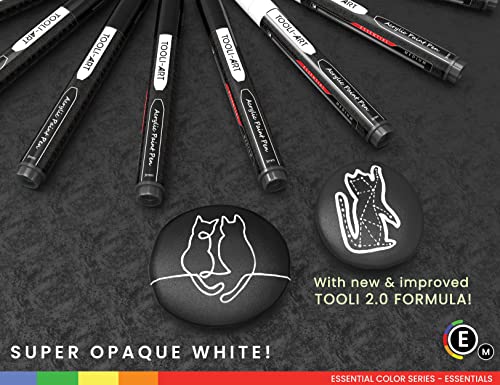 TOOLI-ART Black And White Acrylic Paint Markers Paint Pens Set For Rock Painting, Canvas, Mugs, Metal, Glass Paint, Fabric, Wood, DIY. Non Toxic, Quick Dry,Waterbas (MEDIUM) - style: MEDIUM
