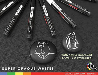 TOOLI-ART Black And White Acrylic Paint Markers Paint Pens Set For Rock Painting, Canvas, Mugs, Metal, Glass Paint, Fabric, Wood, DIY. Non Toxic, Quick Dry,Waterbas (MEDIUM) - style: MEDIUM