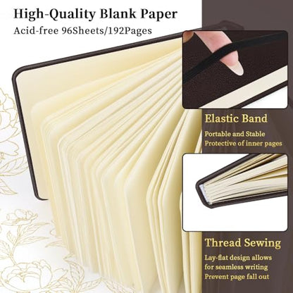 5x5 Pocket Sketch Book,80gsm Hardcover Art Sketchbook for Drawing Journal - color: PU Cover-5x5in-Dark Brown