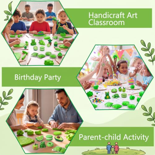 VioraWhite 100 Pcs Air Dry Clay Bulk Modeling Clay for Kids Lightweight Foam Modeling Clays DIY Molding Clays for Kids Adults Crafts Gifts School Project Supplies (Green) - color: Green
