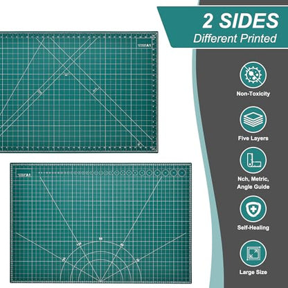 Prime Vinyl Cutting Mat, 23" x 35" Large Self Healing Sewing Mat, 5-Ply Heavy Cut Board, Rotary Cutting Mat for Crafts, Sewing Supplies and Quilting Tools.