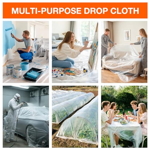 King Origin Plastic Drop Cloths 6 Pack, 9x12 Ft - color: 9x12 Ft, 6 pcs