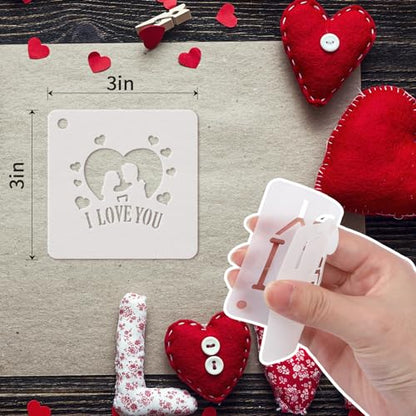 Augshy 56 Pack Valentine's Day Stencils, Reusable Craft Templates, 3 Inch | Plastic Valentine Stencils, for DIY Crafts Art Projects, Drawing Painting, Wall Floor Rock Decor Templates - style: Valentines